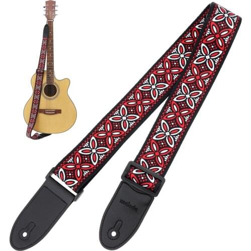 Adjustable 110 -134cm length light weight Printing Flower Guitar Strap with National Style for Acoustic Electric Bass Guitar