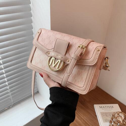 French Style Letters Printing Pink Small Shoulder Crossbody Bags For Women Brand Designer Luxury Ladies Purses And Handbags 2021