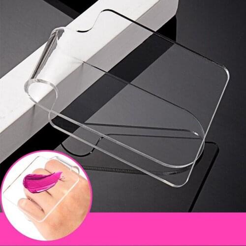 Handheld Acrylic Clear Nail Art Palette Cosmetic Artist Mixing Pallet Tray Nail Art Manicure Polish Mixing Painting Color Tool