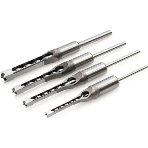 Most useful Four-Piece Set Wood Mortising machine square hole drill bit chisel tips set 6.4 ,8 9.5, 12.7mm