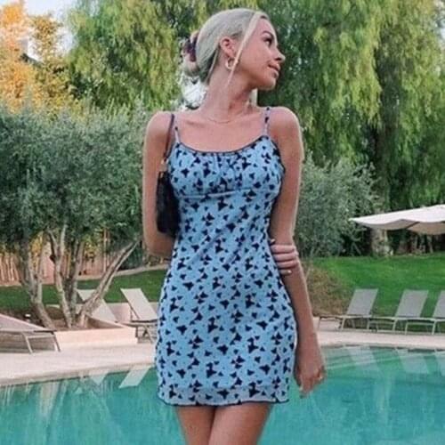 Sexy ruched backless bodyocn dress women summer animal print tulle mesh dress butterfly print beach mini dress blue vestidos