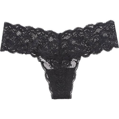 Sitonjwly Sexy Lace Transparent Embroidered Panties for Women Temptation Low Waist Thongs G-String Lingerie Underwear