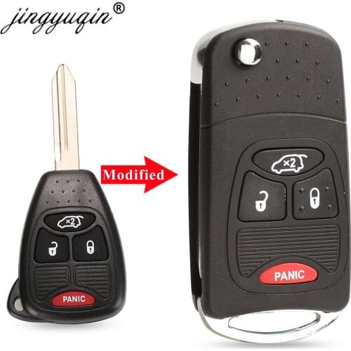 Jingyuqin Remote 4 Button Folding Flip Key Shell For Chrysler Sebring For Dodge Avenger Nitro For Jeep Fob Car Case Cover