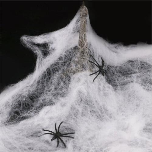 20g/pack Spider Cotton Halloween Decoration Supplies Bar Haunted House Spider Cotton Web Halloween Simulation Spider Silk Props