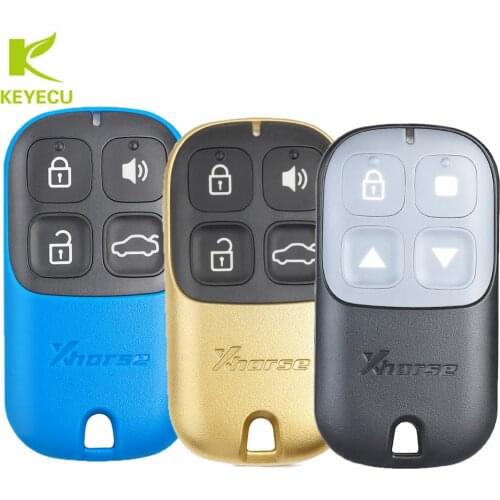 KEYECU 5PCS XHORSE Multicolor Garage Universal Remote Key Fob 4 Button for VVDI Key Tool VVDI2 P/N: XKXH01EN/XKXH02EN/XKXH03EN