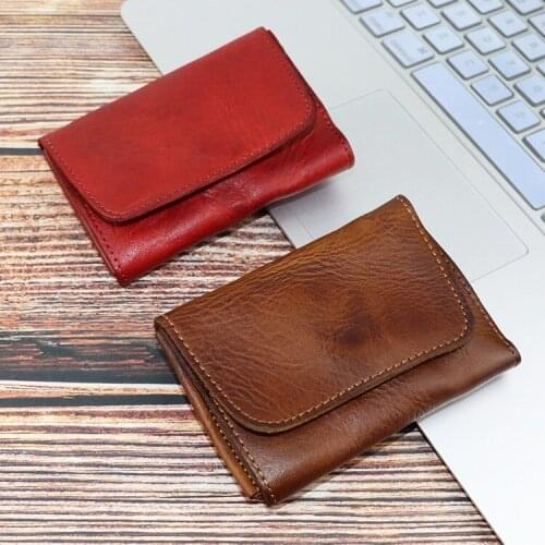 First layer genuine leather vintage money bag coin purse cardholder purse
