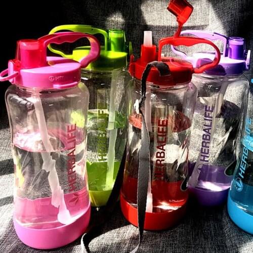 Candy color High quality Wholesale price 2000ml 2L Herbalife nutrition 24Fit straw water bottle sport plastic Bottle Kettle