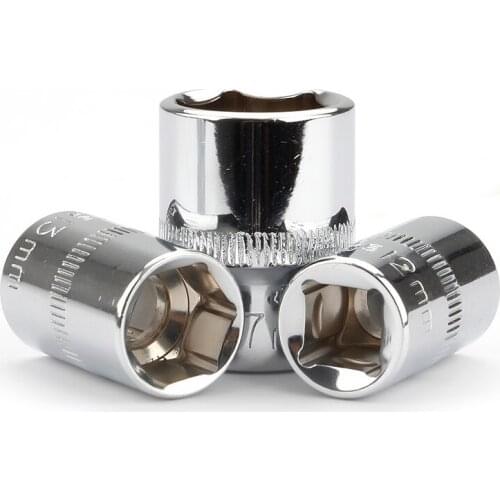 Noreturn 1Pcs 3/8 "inch Hexagon Short Sleeve Head Chrome Vanadium Steel Socket Repair Automotive Hardware Tools Size 6-24mm