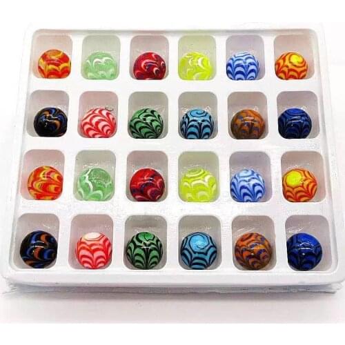 16mm Handmade Glass Marbles Balls Ornament Fish Tank Vase Aquarium Home Decor Accessories Game Toy Gifts For Kids Children 24PCS