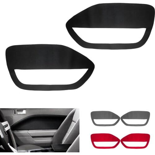 2pcs Car Front Door Handle Armrest Panel Microfiber Leather Cover Interior Trim For Ford Mustang 2005 2006 2007 2008 2009
