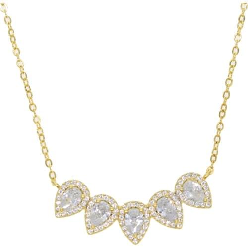 2021 Exaggerate Fashion Bohemian Hot Summer Water Drop Pendant Necklace With Pave Clear CZ Delicate Choker For Lovely Girl Women