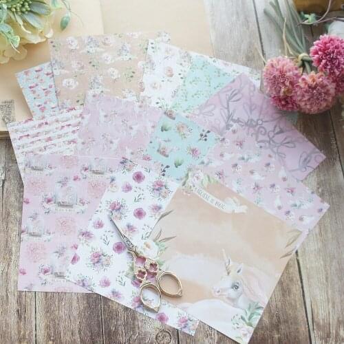 24 Sheets DIY 12 Style 15.2*15.2cm Unicorn Garden Theme Craft Paper Scrapbooking Creative Paper DIY Gift