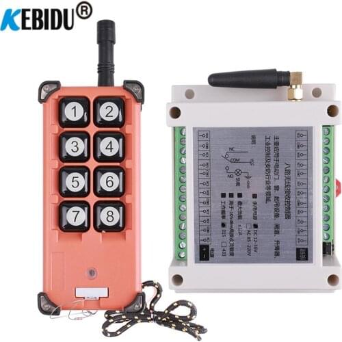433MHz Wireless Universal Remote Control DC12V 24V 36V 8CH RF Relay Receiver and 500m-2000m Remote control For Door/garage/motor
