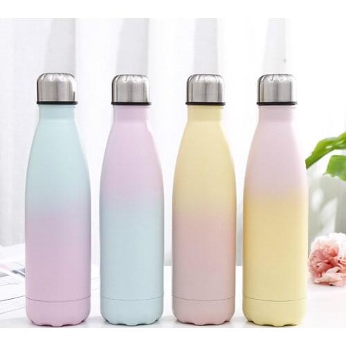 500ml Double color Water Bottle Insulated Cup Stainless Steel Thermos Bottle Portable Travel Sport Vacuum Gift Cup