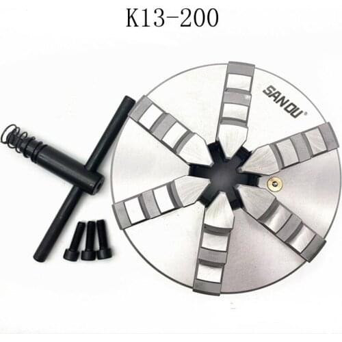 6Jaw Lathe Chuck 200mm Self-centering 8'' Chuck K13-200 Plain Back Hardened Steel for CNC Milling Lathe Machine