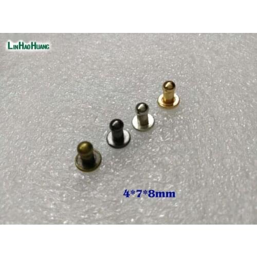 80sets/lot 4*7*8mm alloy screw knob rivets handbag belt shoes watchband metal rivets silver/black/bronze/gold 2016102401