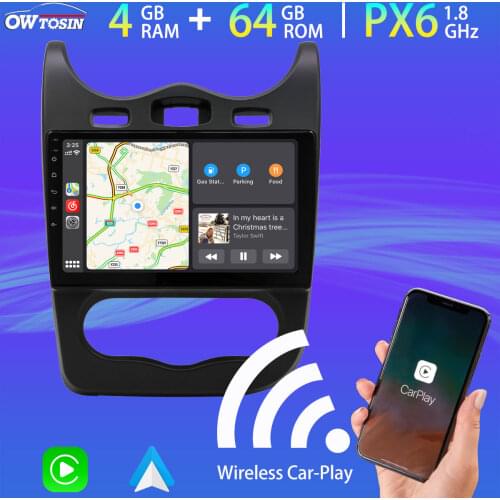 10.1" PX6 4GB+64GB Android 10 Car Multimedia Player For Renault Sandero Stepway GT 2013 2014 Wireless Carplay TDA7850 GPS Radio