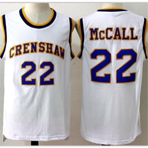 Basketball Jerseys CRENSHAW 22 McCALL jersey Embroidery sewing Outdoor sportswear Hip-hop Culture Movie White Cosplay T-Shirt