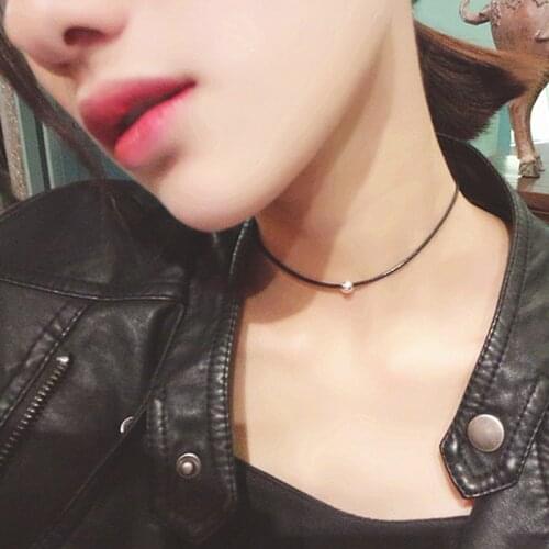 Simple Leather cord vintage womens neck chain aesthetic choker accesories for women jewelry fashion trend chains gift for girl