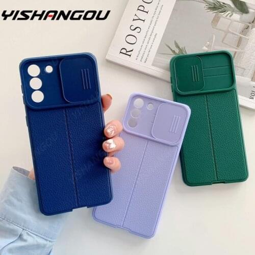 Slide Camera Lens Protection Phone Case for Samsung A52 A72 A32 A22 5G A21S A31 A51 A71 M31S S21 Ultra S20 FE Matte Back Cover