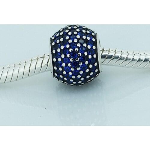 CKK 925 Sterling Silver Nautical Pave lights, Blue Crystal Charms Beads Original Jewelry Making Fits For Bracelet