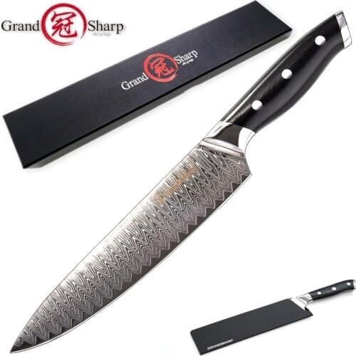 Damascus Kitchen Knife Professional Chefs Cooking Tool VG10 Japanese Damascus Steel 67 Layers Damascus Knives Black G10 Handle