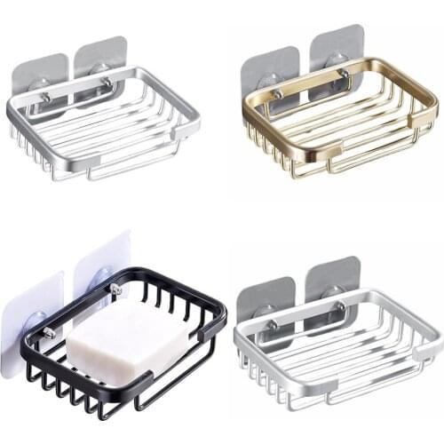 Hot High Quality Strong Non-marking Suction Cup Soap Holder Bathroom Punch-free Space Aluminum Corrosion-resistant Soap Holder