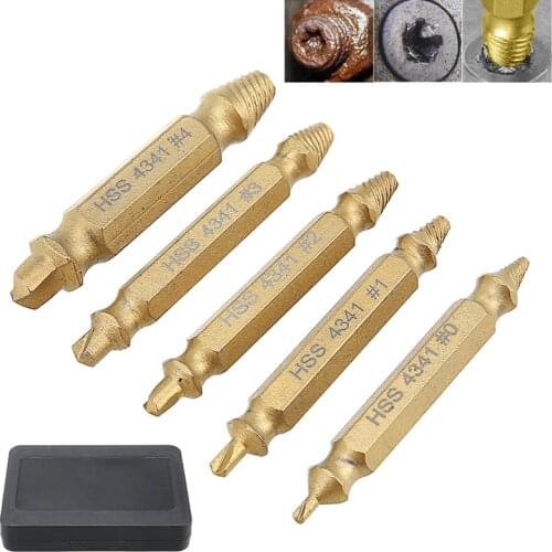 5pcs Double Side Durable Broken Bolt Remover Screw Damaged Screw Extractor Speed Out Drill BitsHigh Strength Accessories Tool