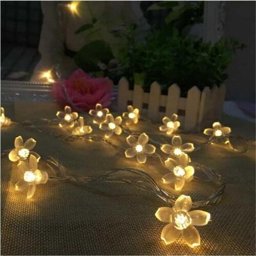 3M 20LED Cherry Blossom Flower Fairy String Decorative Light Battery Operated Wedding Christmas Outdoor Patio Garland Decoration