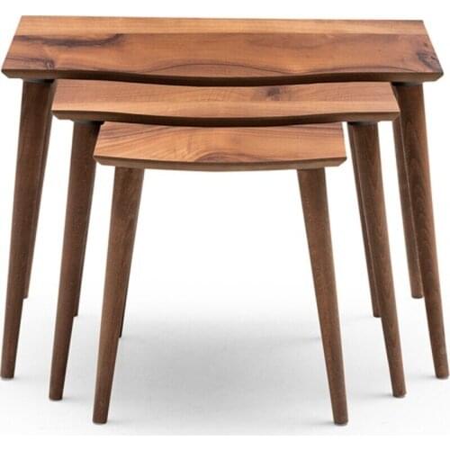 Make Rengev Nesting Table Urartu Walnut Wooden Leg Triple Service Table Nesting Table 3-Piece Set of 3 side table Coffee table