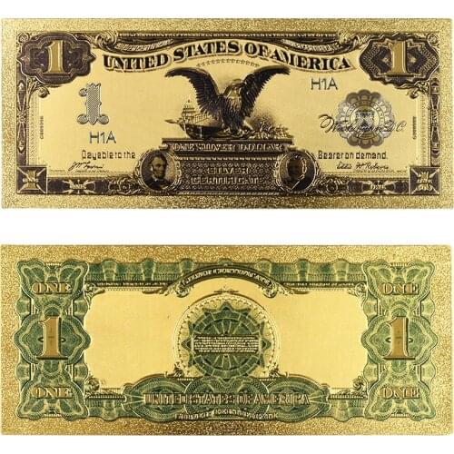 Hot Sale Colored USA 1899 Gold Plated Banknote USD 1 Dollars Banknote In 24k Gold Fake Money Bill for Gift and Collection