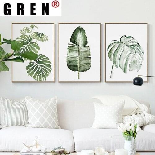 GREN Modular Modern Scandinavia Green Plants Nordic Wall Art Poster Prints Canvas Paintings Gift Pictures Living Room Home Decor