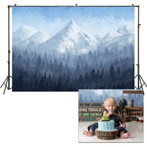 HUAYI Photo Background Newborns Baby Child Photography Backdrops Customize Studio Snow mountain Photoshoot Backdrop US252