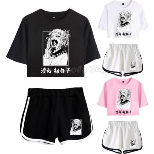 My Hero Academia Cosplay Himiko Toga Costume Summer Short Sleeve T Shirt+Shorts Sets Anime Boku No Hero Academia Costumes