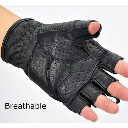 MOTOBOY Motorcycle Half Finger Leather Gloves Moto Motocross Racing Motorbike Riding Gloves Luva Couro Motoqueiro