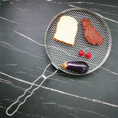 Stainless Steel Round Pepper Roasting Basket Grill BBQ Wire Mesh Barbecue Grilling Net Rack Portable Barbecue Accessories 30CM