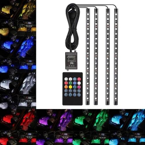 USB Cigarette lighter Auto Interior LED Decorative Atmosphere Lamp Colorful Voice Controlled Lamp Car Foot Light Ambient Lamp