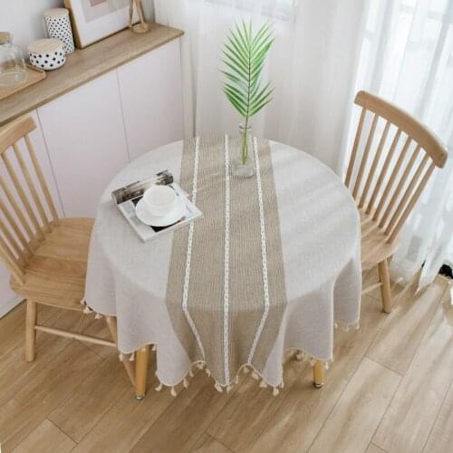 Hot Selling 150cm Table Covers Ins Japanese Table Blanket Polyester Cotton Round Table Tea Table Tablecloth Able Mat Textile Pad