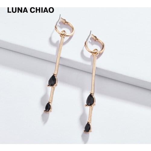 LUNA CHIAO Fashion Jewelry Gold Plating CZ stone Water Drop Shape Crystal Drop Pendant Earrings for Women
