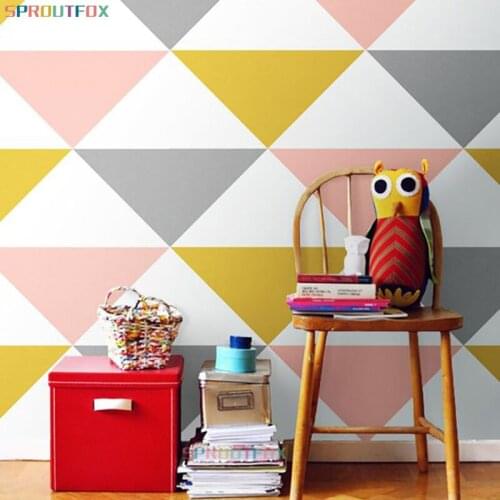 Cartoon Big Triangles Ins Wall Stickers Creative DIY Vinyl Living Room Baby Boys Room Home Decorative Mural Nursery Decals