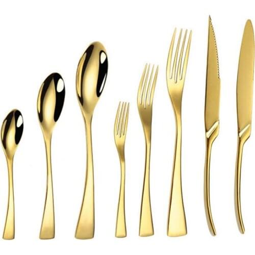 Cutlery Set Gold Dinner Set Classic Restaurant Stainless Steel Kitchen Wedding Dining Dinnerware Tableware Cake Middle Fork