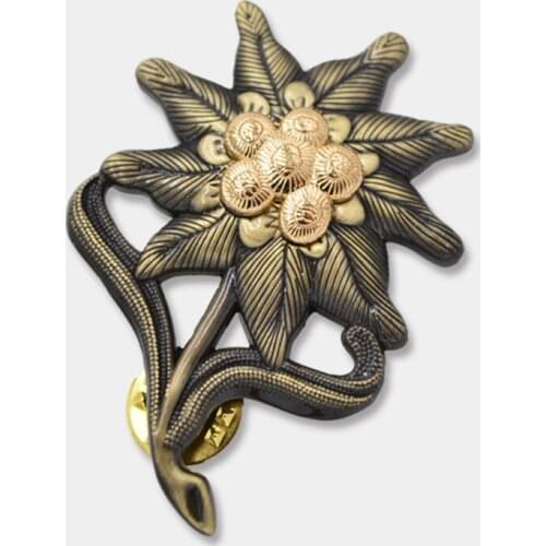 GERMAN GERMANY EM EDELWEISS MOUNTAIN INFANTRY CAP HAT BADGE MEDAL PIN COCKADE
