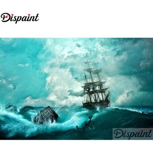 Dispaint Full Square/Round Drill 5D DIY Diamond Painting "Sailing scenery" Embroidery Cross Stitch 3D Home Decor A11145