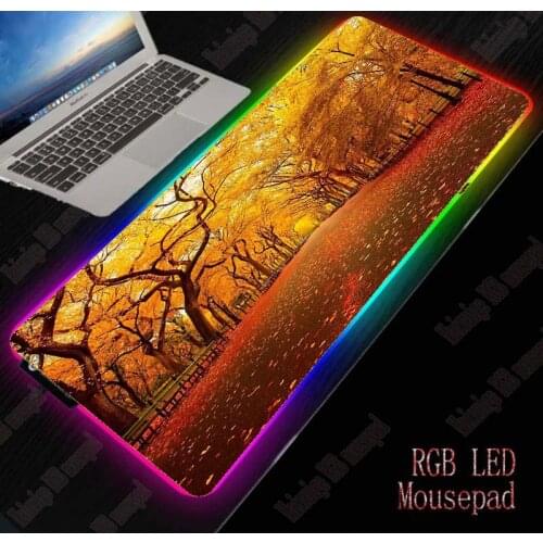 40*90cm Natural Scenery Large RGB Non-slip Rubber Mouse Pad Gaming Accessories Laptop PC Lights Mousepad XXL Keyboard Desk Mat