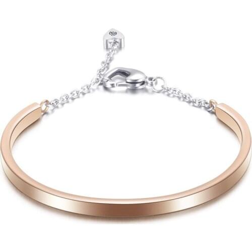 New Fashion Simple Adjustable Heart Lock Titanium Stainless Steel Chain Bracelet Bangle For Women