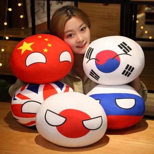 New 10/30/40cm Funny Polandball Plush Toys Stuffed Soft Anime Country Ball Plush Pillow CHINA FRANCE Japan Cosplay Gift for Kids