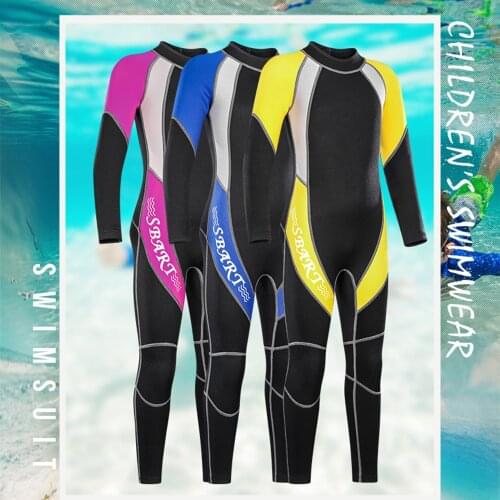 2021 New 2MM Neoprene Childrens Swimsuit Mens and Womens One-Piece Wetsuit Sunscreen Swimsuit Long Sleeve Snorkeling Suit