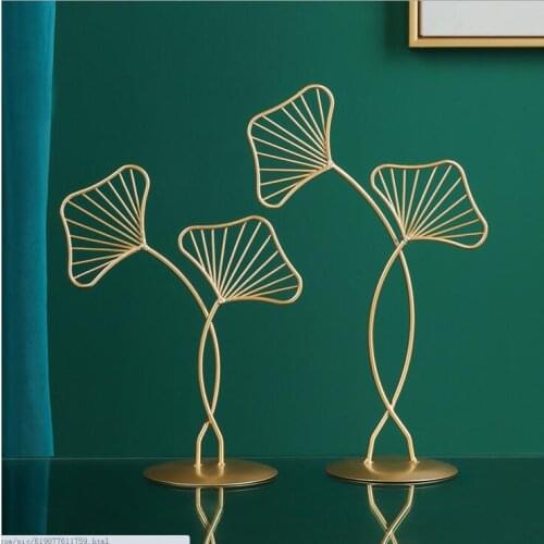 New Golden hollow out gingko leaf Model Iron TV cabinet Decor Leaf Console Cabinet decoration