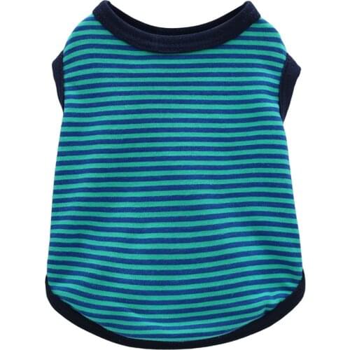Pet Clothes Cute Striped Cotton Comfortable Thin Blue Vest for Small Dogs Cat Summer Sleeveless T-shirt for Small Large Pet