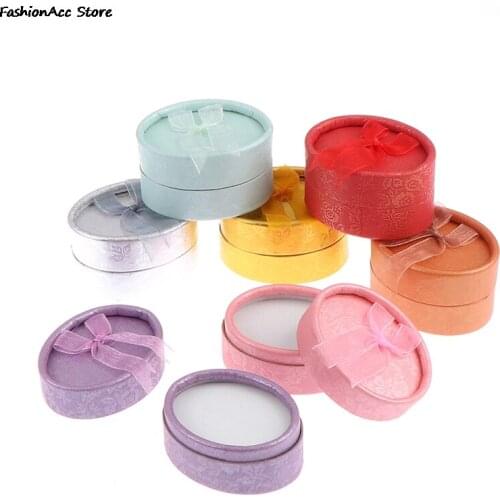 Oval Earring Rings Box Bowknot Jewelry Organizer Box Holder Wedding Gift Box